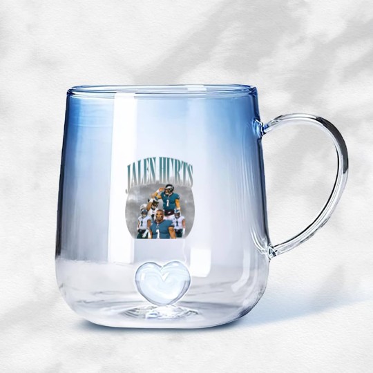 Discover 90s Vintage Inspired Jalen Hurts Gradient Glass Mugs, Jalen Hurts Gradient Glass Mugs, football vintage Gradient Glass Mugs