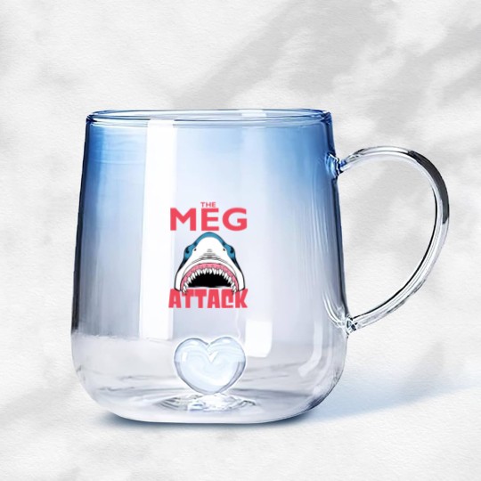Discover the meg attack shark Gradient Glass Mugs Gradient Glass Mugs