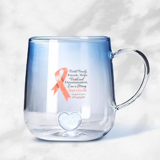 Discover Uterine Cancer Support Strong Survivor Gradient Glass Mugs