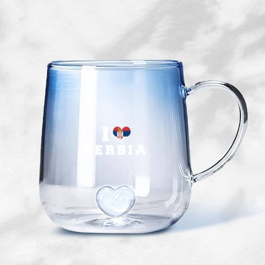 Discover I Love Serbia Republic Heart Flag Gradient Glass Mugs
