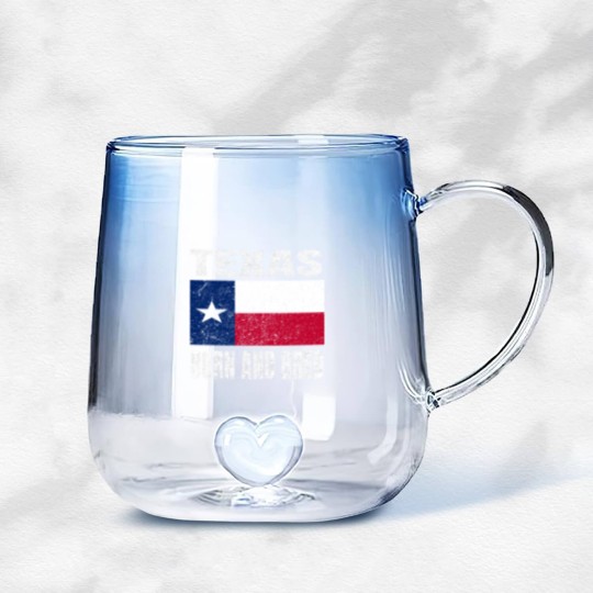 Discover Texas Born And Bred - Vintage Texas State Flag Gradient Glass Mugs