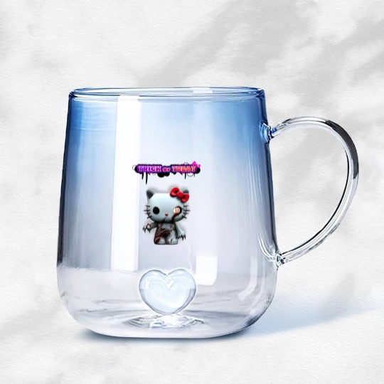 Discover kitty trick or treat Gradient Glass Mugs