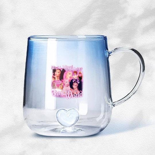 Discover Nicki Minaj x Ice Spice Vintage Rap Gradient Glass Mugs, Nicki Minaj x Ice Spice Barbie World Gradient Glass Mugs