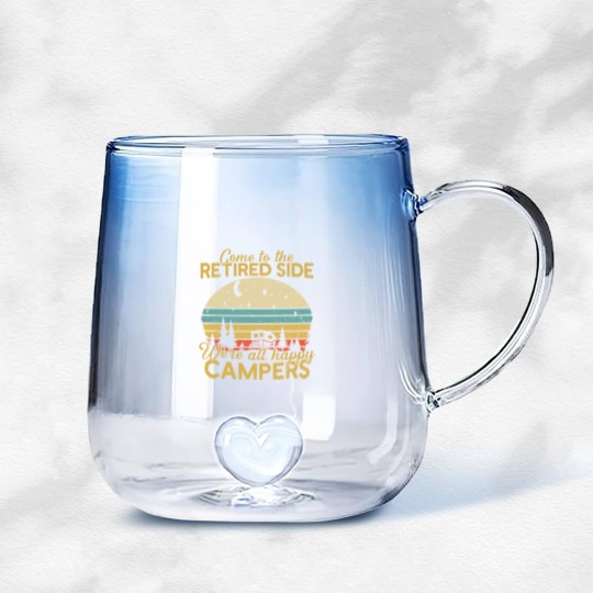 Discover Retired Side We're Happy Campers Retirement Camping Lover Gradient Glass Mugs