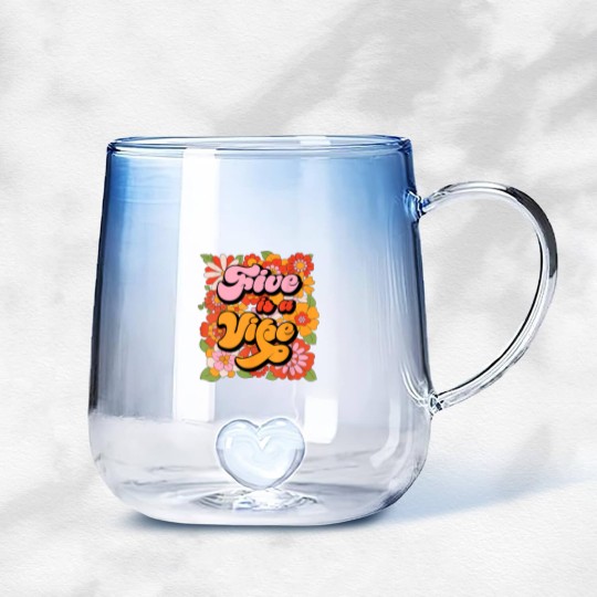 Discover Five is a Vibe 5th Birthday Party Gradient Glass Mugs
