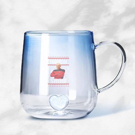 Discover Next Picard Make It Snow Ugly Sweater Christmas Birthday Gradient Glass Mugs