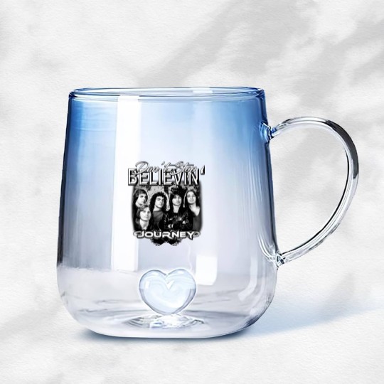 Discover Journey Rock Band 90s Gradient Glass Mugs, Bootleg Music Don't Stop Believin' Vintage