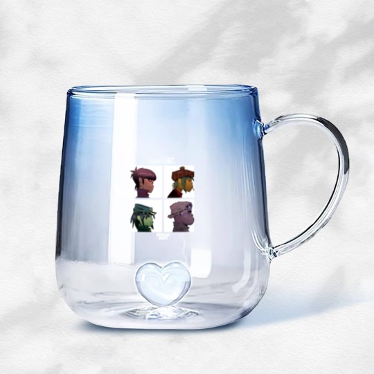 Discover Gorillaz Gradient Glass Mugs Mens Demon Days Band Logo Gradient Glass Mugs Short Sleeve Black