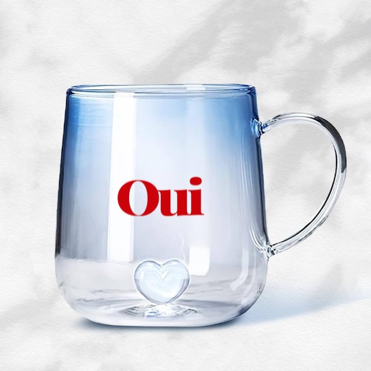 Discover Oui Gradient Glass Mugs, French slogan Gradient Glass Mugs, cute yes Gradient Glass Mugs