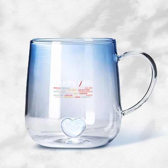 Discover Hands Off Protest Gradient Glass Mugs, Political Activism Gradient Glass Mugs, Save Public Lands Medicare Social Gradient Glass Mugs