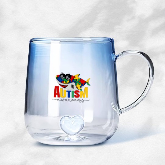 Discover Shark Autism Support Gift Gradient Glass Mugs