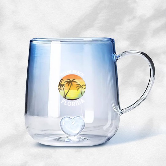 Discover Vintage Miami Beach Florida Retro 70s 80s Travel Gradient Glass Mugs