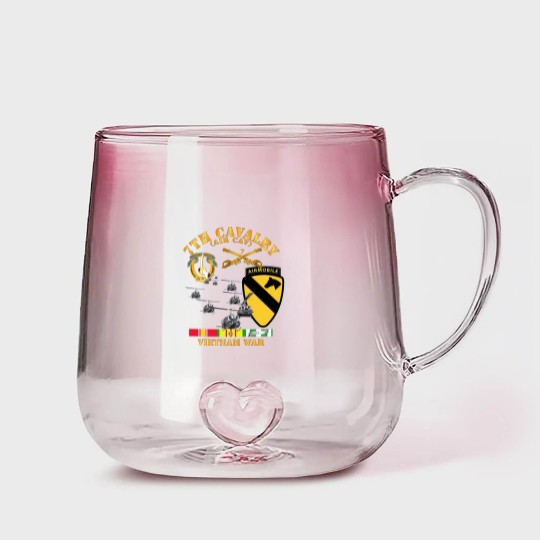 Discover 7th Cavalry (Air Cav) - 1st Cav Division w SVC - Air Assault - Gradient Glass Mugs