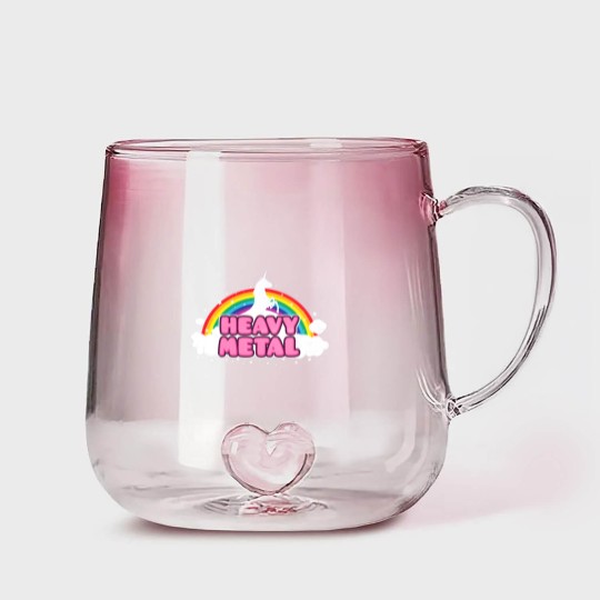 Discover HEAVY METAL! (Funny Unicorn / Rainbow Mosh Parody Gradient Glass Mugs