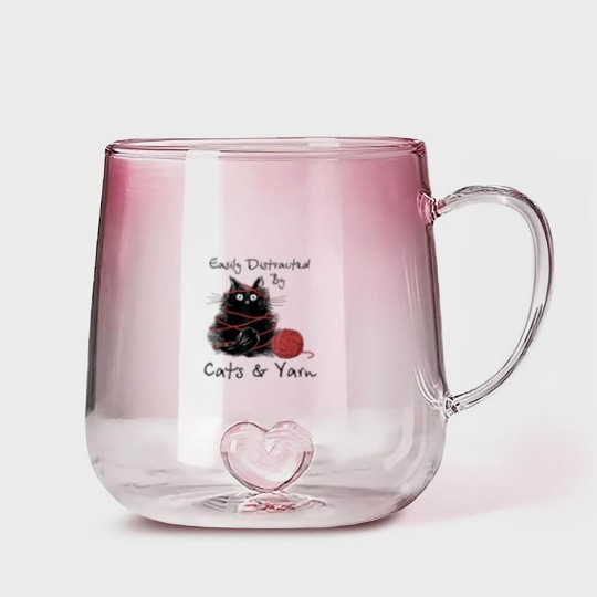 Discover Easily Distracted By Cats And Yarn Knitting Lovers Gradient Glass Mugs