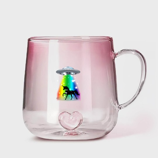 Discover Unicorn Rainbow UFO Alien Pony Space Travel Fable Gradient Glass Mugs