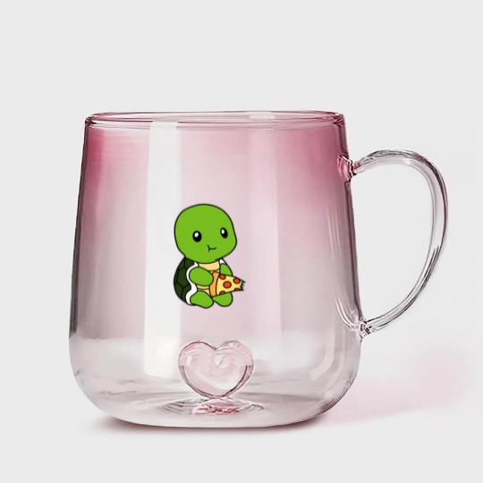 Discover Turtle pizza Gradient Glass Mugs