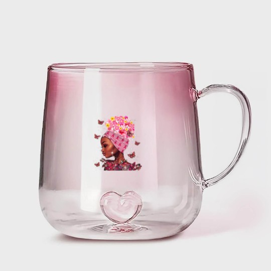 Discover In October We Wear Pink Black Woman Breast Cancer Awareness Gradient Glass Mugs