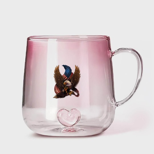 Discover Patriotic American Design With Eagle And Flag Gradient Glass Mugs