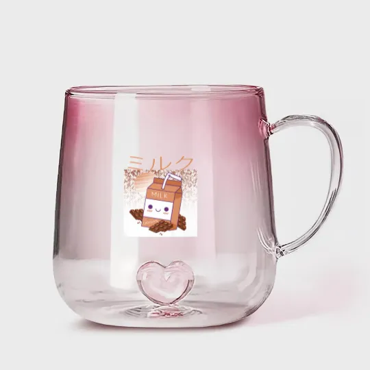 Discover Retro 90s Japanese Kawaii Chocolate Milk Shake Carton Gradient Glass Mugs