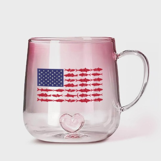 Discover Vintage USA Fish American Flag Gradient Glass Mugs Fishing Gifts ABS001
