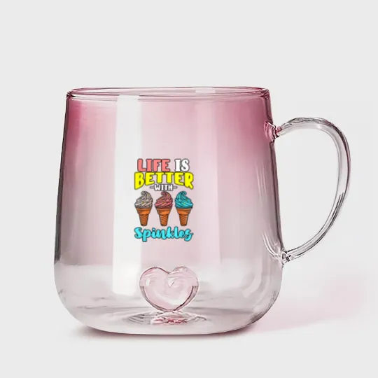 Discover Life is Better With Sprinkles Sweet Confectionery Ice Cream Gradient Glass Mugs