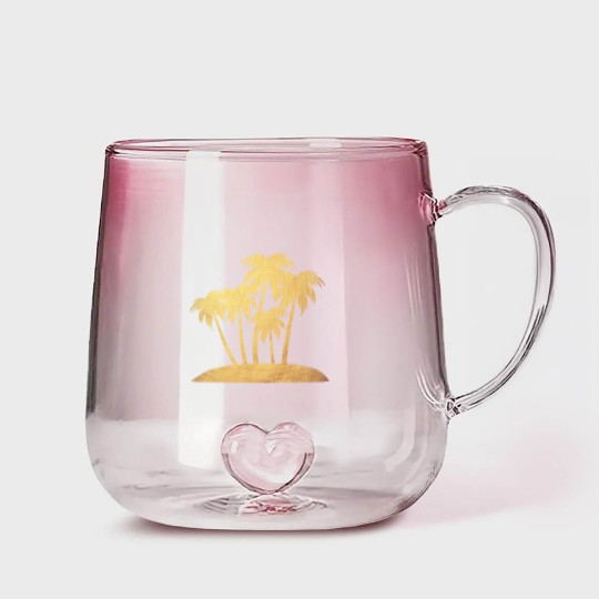 Discover Palm Gold Beach Vacation Island Luxury Summer Sun Gradient Glass Mugs