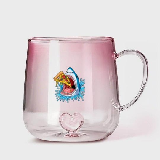 Discover Pizza Eating Shark Gradient Glass Mugs Kids Boys Food Lovers Jawsome Gradient Glass Mugs Gradient Glass Mugs