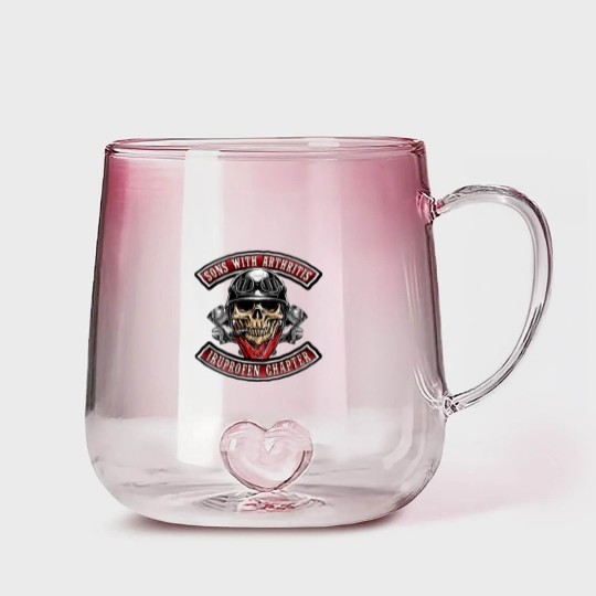 Discover Sons With Arthritis Ibuprofen Chapter Funny Biker Skull Gradient Glass Mugs