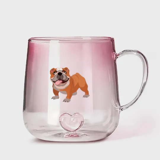 Discover Happy bulldog Gradient Glass Mugs