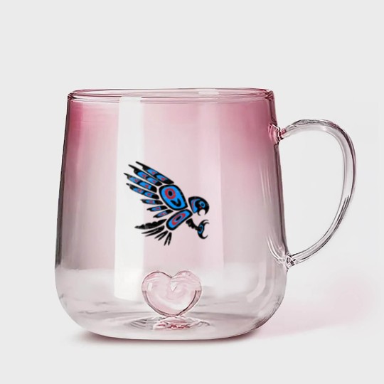 Discover native american red tailed hawk bird Totem tribal Gradient Glass Mugs