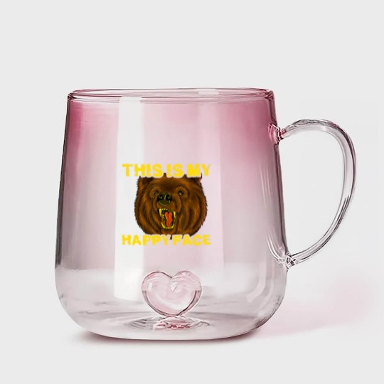 Discover This Is My Happy Face Funny Grizzly Bear Gradient Glass Mugs