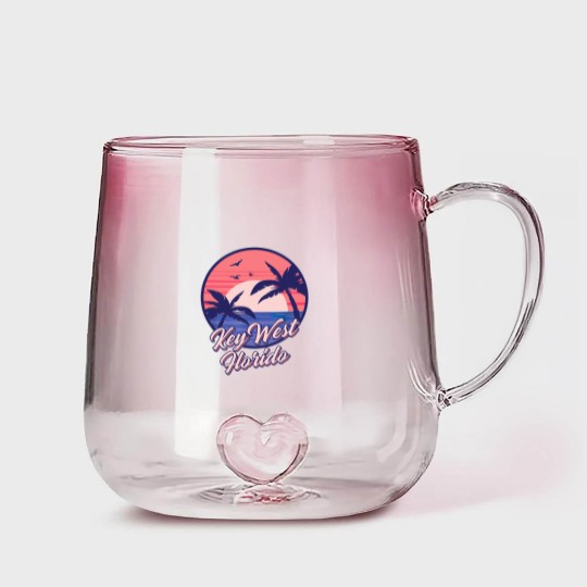 Discover Key West Florida Sunset Beach Summer Seawaves Gradient Glass Mugs