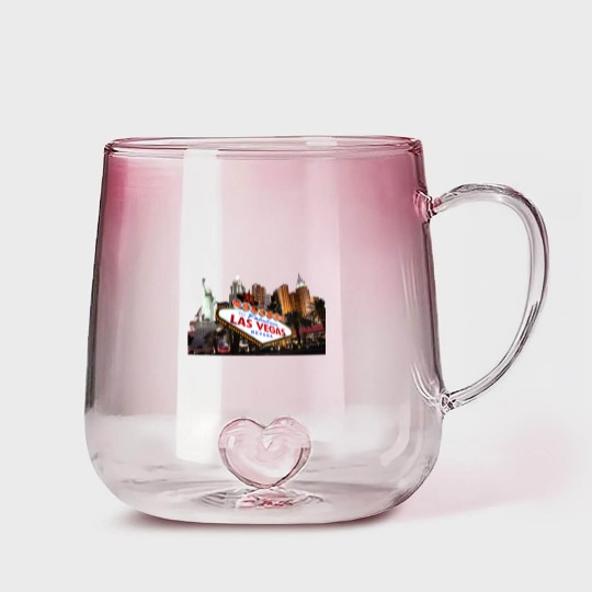 Discover Las Vegas Famous Sign Strip Building Skyline Souvenir Gift Gradient Glass Mugs