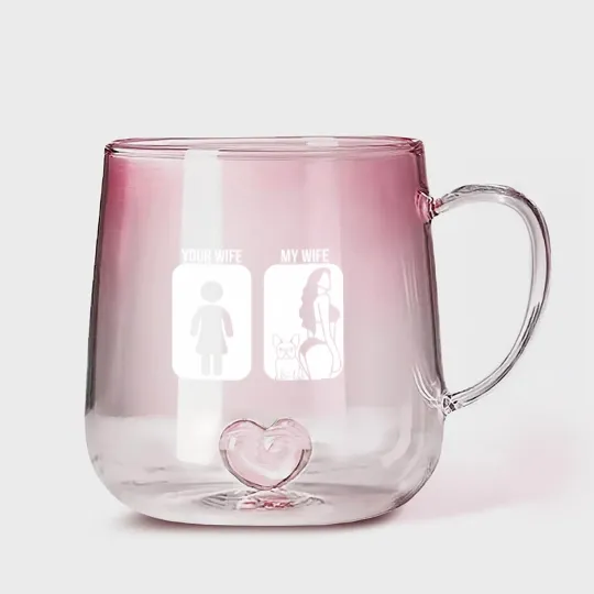 Discover Your Wife My Wife French Bulldog Sexy Gradient Glass Mugs