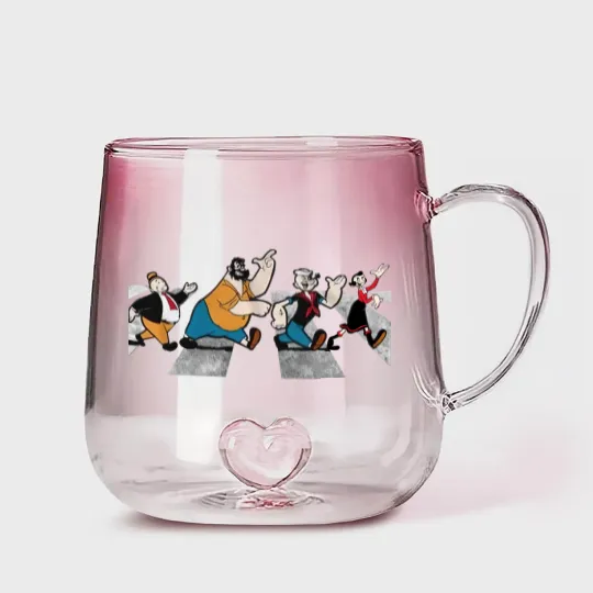 Discover Popeye The Sailor Man Cartoon Abbey Road Adult Gradient Glass Mugs Gradient Glass Mugs Black