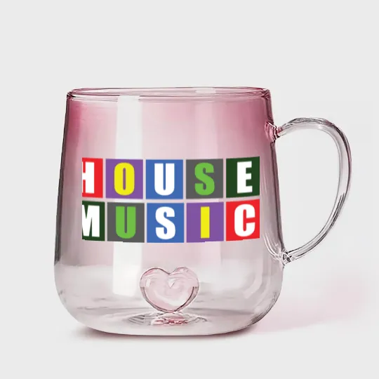 Discover House Music Blocks Blk Gradient Glass Mugs