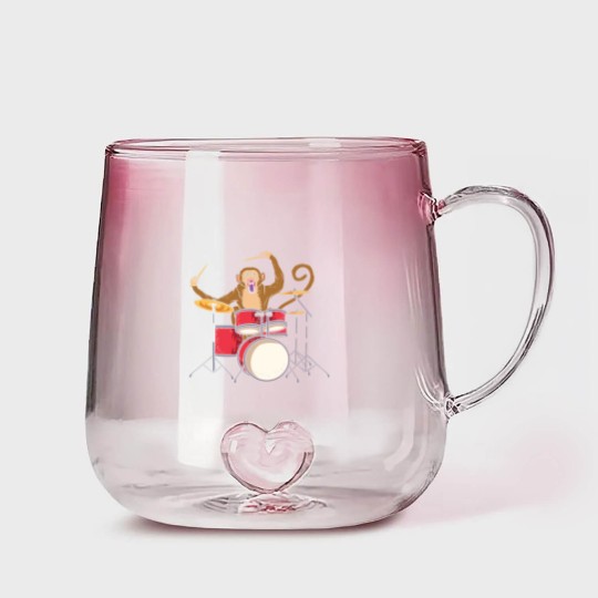 Discover Monkey Playing Drums Drummer Band The Animal Gradient Glass Mugs