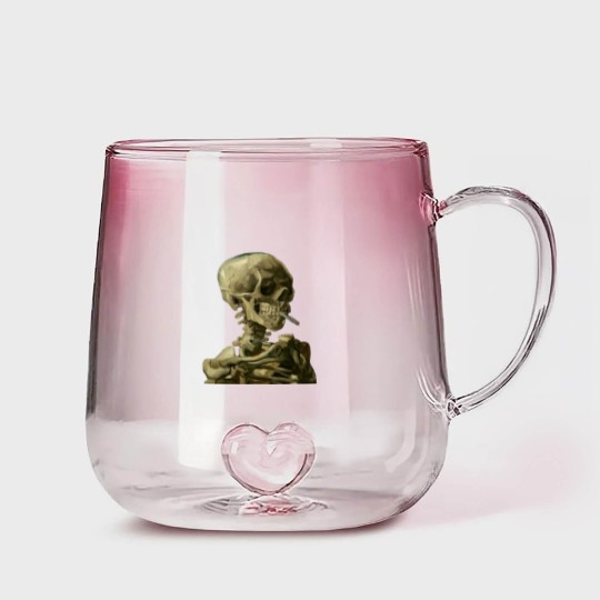 Discover Skull with Burning Cigarette by Vincent van Gogh - Skull - Gradient Glass Mugs