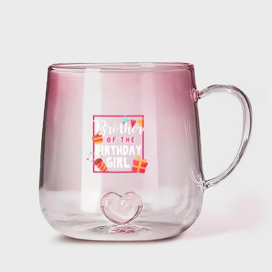 Discover Brother Of The Birthday Girl - Gift Birthday Girl Brother Gift For Sister From Brother - Birthday Girl Brother - Gradient Glass Mugs
