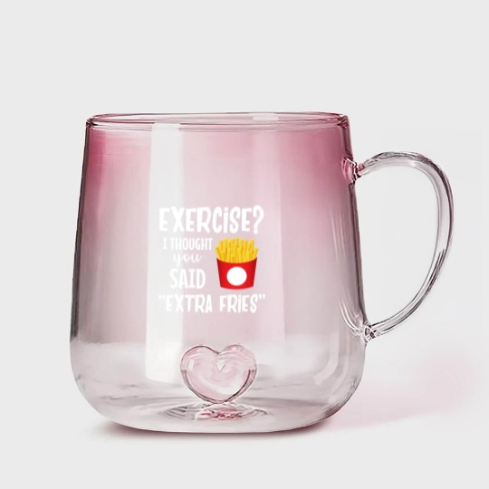 Discover Exercise I thought you said extra fries fitness Gradient Glass Mugs