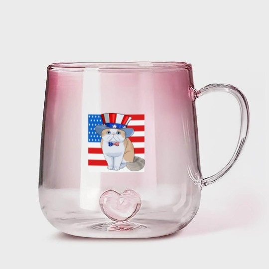 Discover Exotic Shorthair Cat 4th of July - Exotic Cat - Gradient Glass Mugs