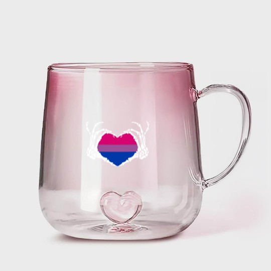 Discover Skeleton Hand Heart Bisexual Funny Halloween Gradient Glass Mugs