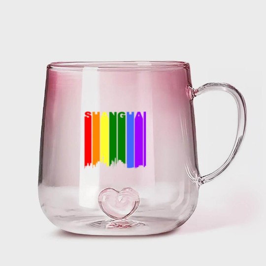 Discover Shanghai China Rainbow LGBT Gay Pride Gradient Glass Mugs