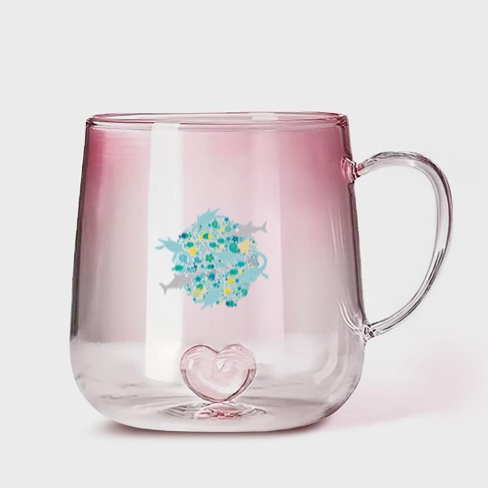 Discover Swimming with Plesiosaurs - cute prehistoric animal design - Swimming - Gradient Glass Mugs
