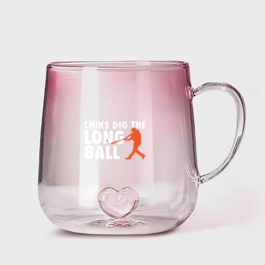 Discover Chicks Dig The Long Ball - Baseball - Baseball - Gradient Glass Mugs