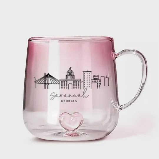 Discover Savannah Gradient Glass Mugs, Georgia Gradient Glass Mugs, Savannah GA Gradient Glass Mugs