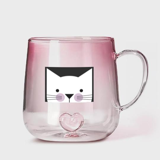 Discover Peek-a-Boo Kitty, Black and White with Lavender Cheeks - Cats - Gradient Glass Mugs