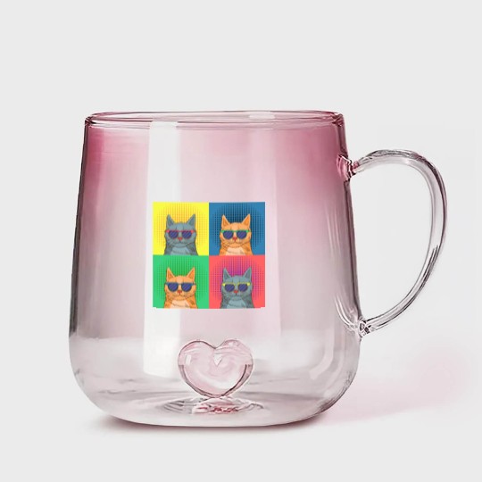 Discover cat pop art Gradient Glass Mugs