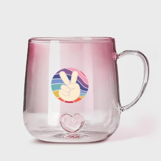 Discover Groovy Peace Sign Hand Hippie Vintage 70s Gift Gradient Glass Mugs